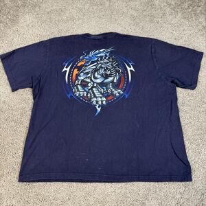 Vintage Utility Shirt Mens XL Blue Mecha Dragon Skater Short Sleeve Y2K